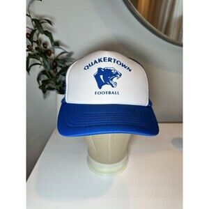 Vintage 80s Quakertown Football Panthers Trucker Hat Mesh Snapback Blue White